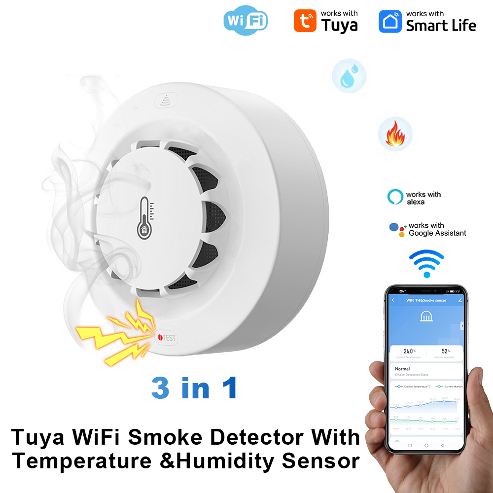 Tuya Wifi BT اثنين اتصال كاشف  - مراجعة Smoke Detector Interconnected وسعره