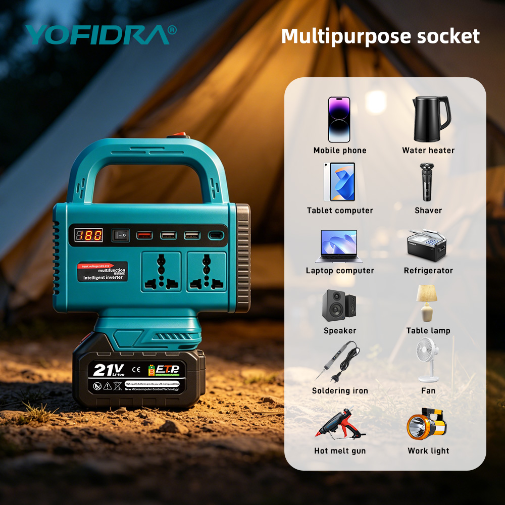 محول طاقة محمول YOFIDRA 220 فو - مراجعة Power Outage Light وسعره