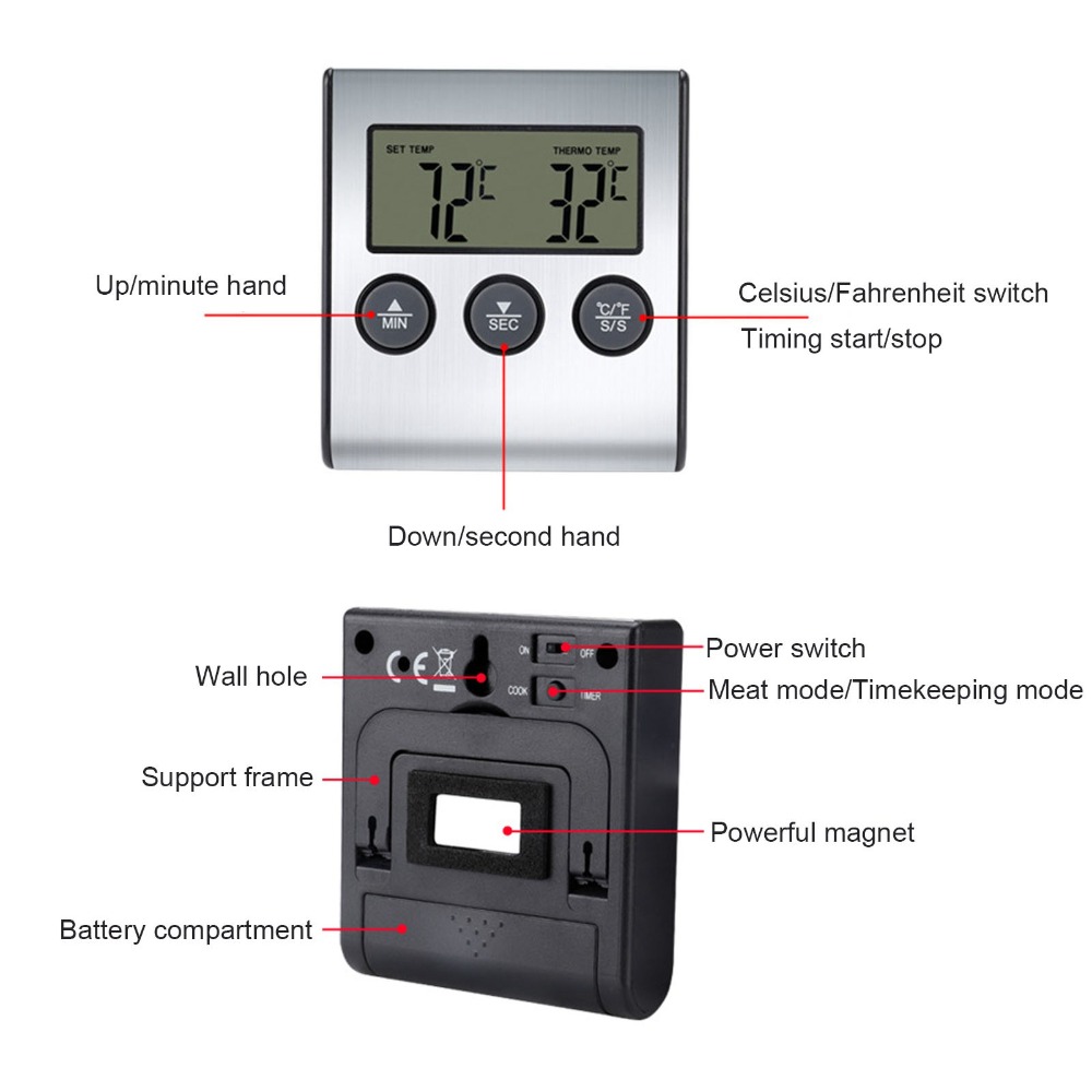 ميزان حرارة رقمي فضي للشواء مع - مراجعة Pool Alarm Float وسعره