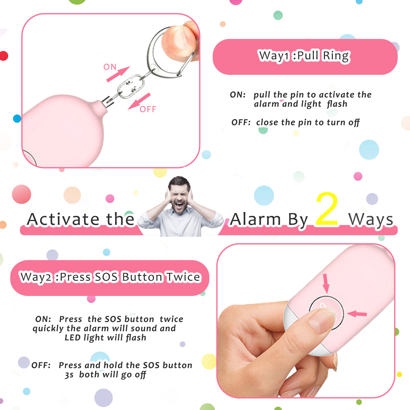 1 قطعة سلسلة مفاتيح إنذار صوتي - مراجعة Personal Alarm Keychain وسعره